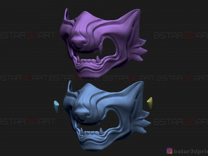 ghost of tsushima - wolf mask - samurai cosplay mask 3d print model Modelo de Impressão 3D