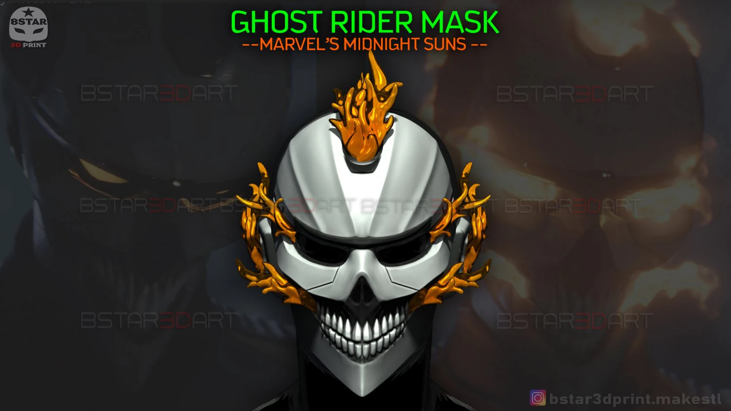 ghost rider helmet - marvel midnight suns 3D Print Model .c4d .max .obj .3ds .fbx .stl .blend 