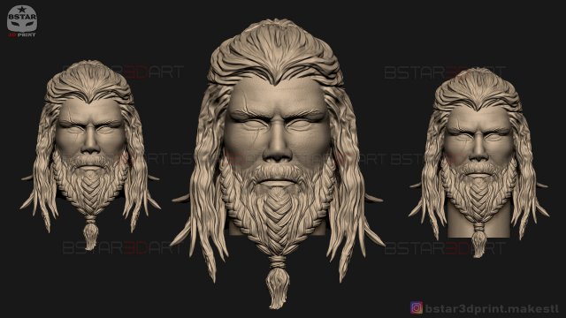 thor head - chris hemsworth - avenger - endgame 3d print model 3D 프린트 모델 .c4d .max .obj .3ds .fbx .stl .blend 