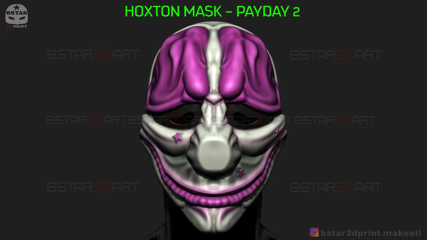 hoxton mask - payday 2 mask - halloween cosplay mask 3d print model 3D Print Model .c4d .max .obj .3ds .fbx .stl .blend
