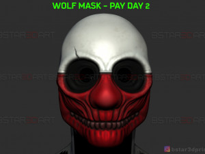 wolf mask - payday 2 mask - halloween cosplay mask 3d print model 3D Print Model