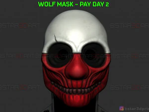 máscara de lobo - máscara do dia de pagamento 2 - máscara de cosplay de Halloween modelo de impressão 3D Modelo de Impressão 3D