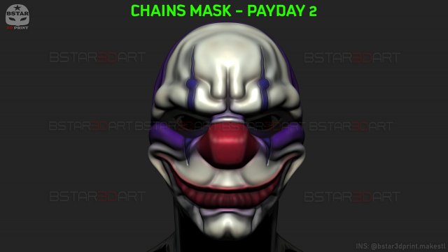 chains mask - payday 2 mask - halloween cosplay mask Modello di stampa 3D .c4d .max .obj .3ds .fbx .stl .blend 
