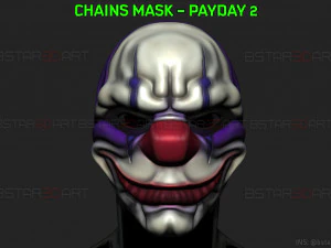 chains mask - payday 2 mask - halloween cosplay mask 3D Print Model