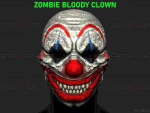 zombie bloody clown mask - scary halloween cosplay 3d print model 3D Print Model