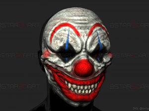 zombie bloody clown mask - scary halloween cosplay 3d print model 3D Print Model
