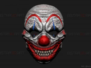 zombie bloody clown mask - scary halloween cosplay 3d print model 3D Print Model