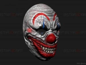 zombie bloody clown mask - scary halloween cosplay 3d print model 3D Print Model