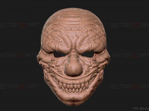 zombie bloody clown mask - scary halloween cosplay 3d print model 3D Print Model