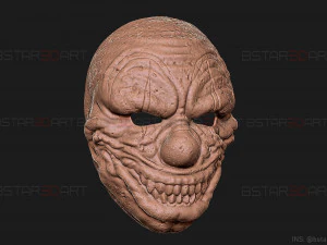 zombie bloody clown mask - scary halloween cosplay 3d print model 3D Print Model