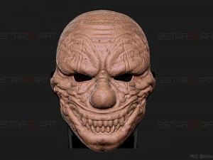 zombie bloody clown mask - scary halloween cosplay 3d print model 3D Print Model