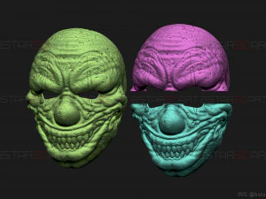 zombie bloody clown mask - scary halloween cosplay 3d print model 3D Print Model