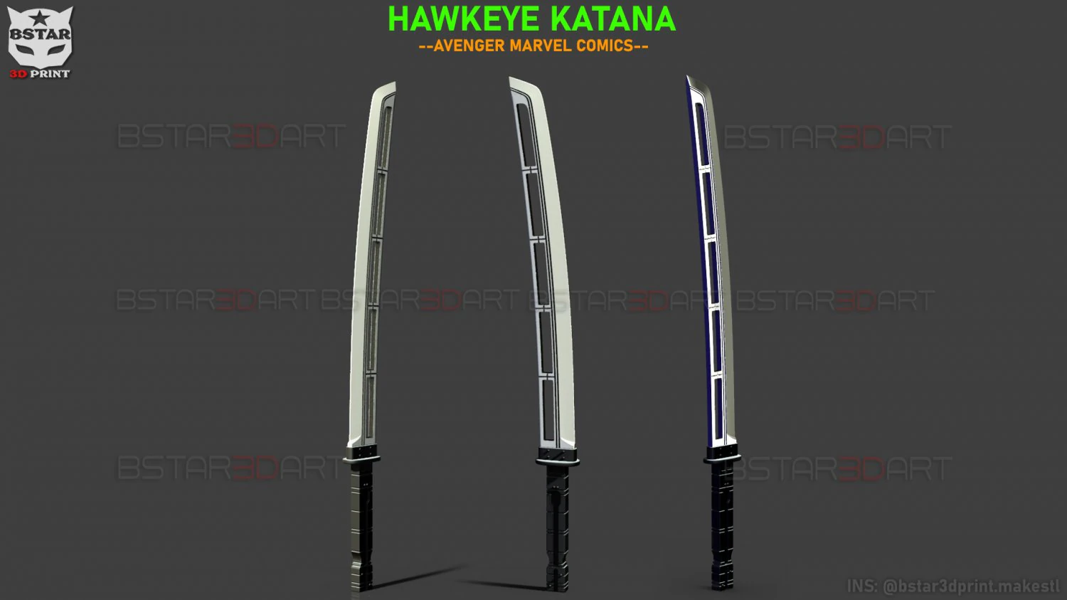 hawkeye katana sword - clint barton - avenger marvel comics 3d print model 3D Print Model .c4d .max .obj .3ds .fbx .stl .blend 
