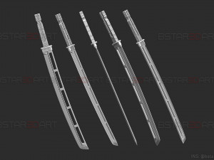 hawkeye katana sword - clint barton - avenger marvel comics 3d print model Model Cetak 3D
