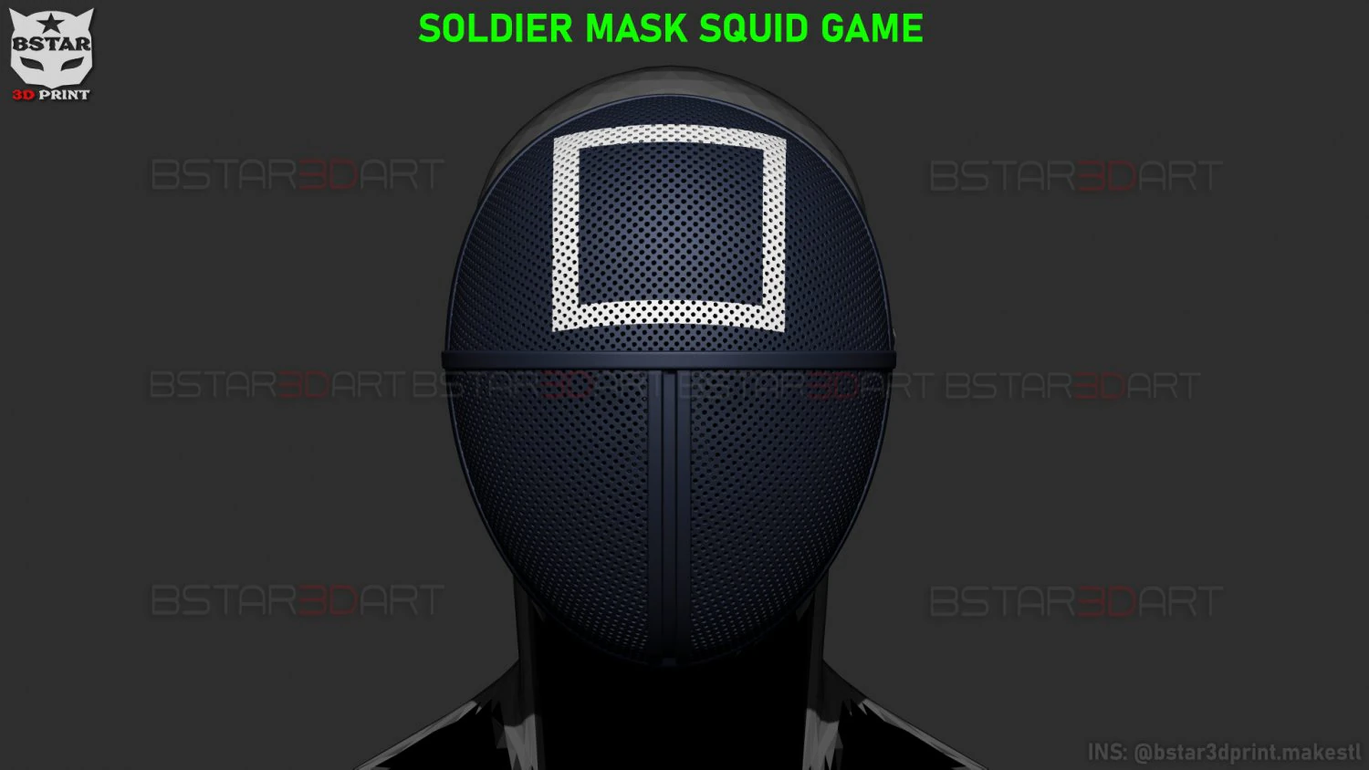 soldier mask - squid game mask cosplay 3d print model 3D Print Model .c4d .max .obj .3ds .fbx .stl .blend 