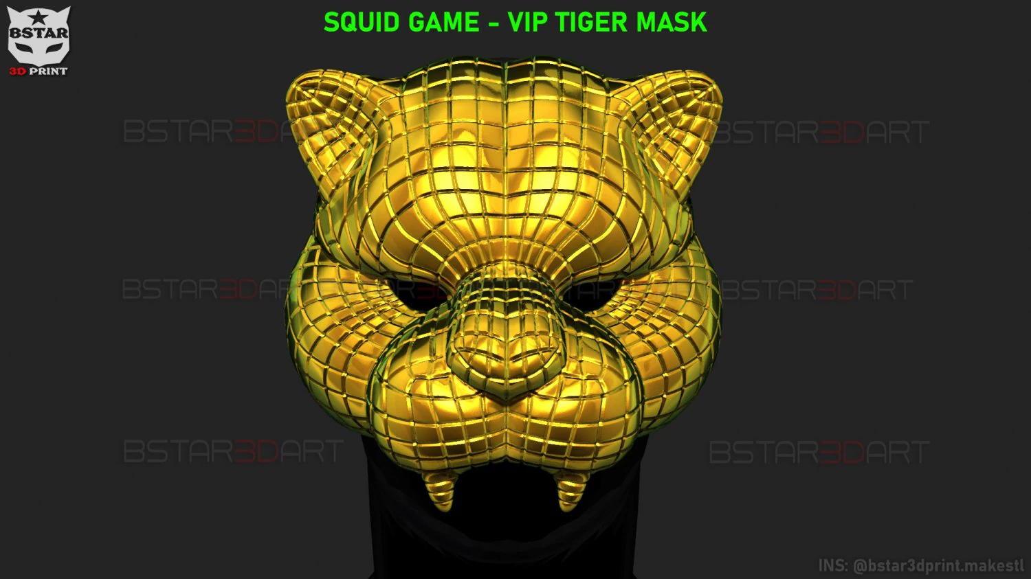 squid game mask - vip tiger mask cosplay 3d print model 3D Print Model .c4d .max .obj .3ds .fbx .stl .blend 
