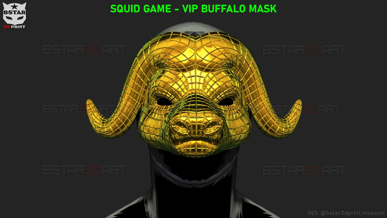 squid game mask - vip buffalo mask cosplay 3d print model 3D Print Model .c4d .max .obj .3ds .fbx .stl .blend 