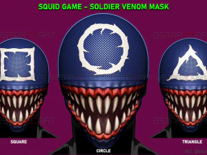 topeng permainan cumi - seni penggemar topeng racun prajurit Model Cetak 3D