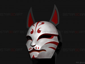 aragami 2 mask - kitsune mask - halloween cosplay 3D-Druckmodell