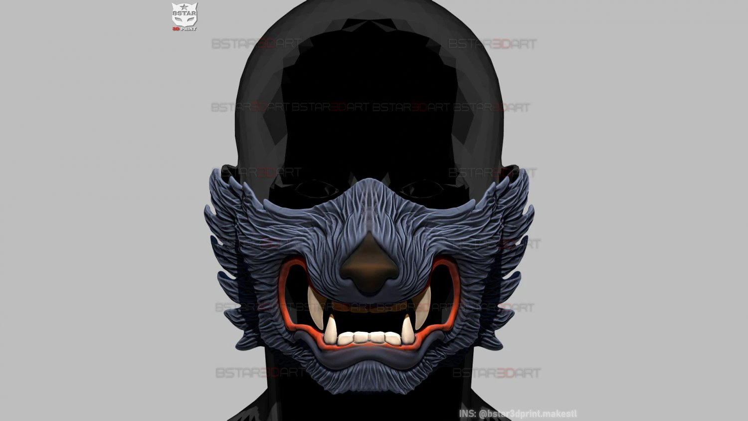 wolf face mask - high quality details 3d print model 3D Print Model .c4d .max .obj .3ds .fbx .stl .blend 