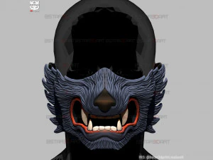 늑대 얼굴 마스크 - 고품질 세부 3D 프린트 모델 3D 프린트 모델
