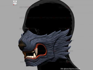 wolf face mask - high quality details 3d print model 3D Print Model