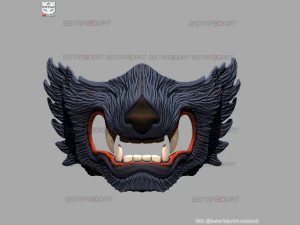 wolf face mask - high quality details 3d print model 3D Print Model