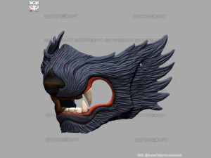 wolf face mask - high quality details 3d print model 3D Print Model