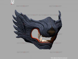 wolf face mask - high quality details 3d print model 3D Print Model