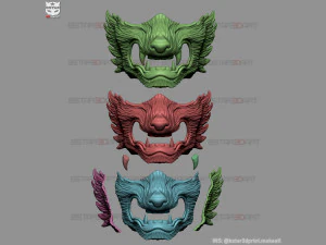 wolf face mask - high quality details 3d print model 3D Print Model