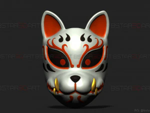 鬼キツネのマスク - 日本のマスク - 高品質の詳細 3Dプリントモデル