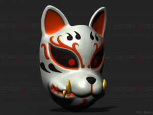 demon kitsune mask - japanese mask - high quality details Modelo de impresión 3D