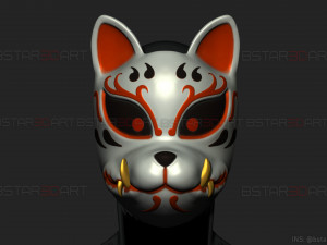 demon kitsune mask - japanese mask - high quality details Modelo de impresión 3D