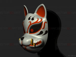 demon kitsune mask - japanese mask - high quality details Modelo de impresión 3D