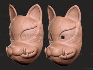 demon kitsune mask - japanese mask - high quality details Modelo de impresión 3D