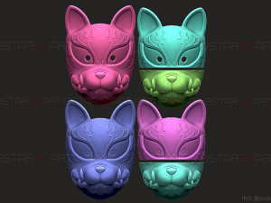 demon kitsune mask - japanese mask - high quality details Modelo de impresión 3D