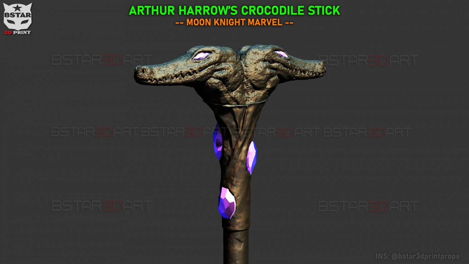 Crocodile Stick Of Arthur Harrow - Moon Knight Marvel 3D print model 3D Print Model .c4d .max .obj .3ds .fbx .stl .blend