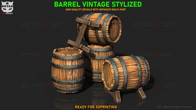 Barrel Vintage Stylized - Stand Base For Miniature Figures 3D print model 3D Druckmodell .c4d .max .obj .3ds .fbx .stl .blend