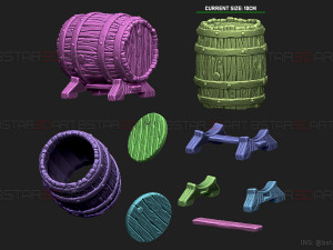 Barrel Vintage Stylized - Stand Base For Miniature Figures 3D print model 3D Druckmodell