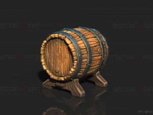 Barrel Vintage Stylized - Stand Base For Miniature Figures 3D print model 3D Druckmodell