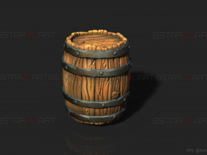 Barrel Vintage Stylized - Stand Base For Miniature Figures 3D print model 3D Druckmodell