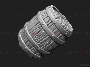 Barrel Vintage Stylized - Stand Base For Miniature Figures 3D print model 3D Druckmodell