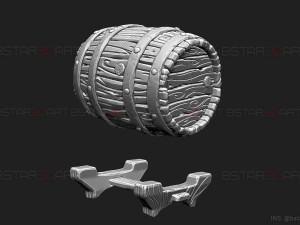 Barrel Vintage Stylized - Stand Base For Miniature Figures 3D print model 3D Druckmodell