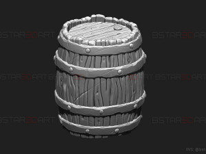 Barrel Vintage Stylized - Stand Base For Miniature Figures 3D print model 3D Druckmodell