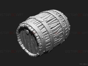 Barrel Vintage Stylized - Stand Base For Miniature Figures 3D print model 3D Druckmodell