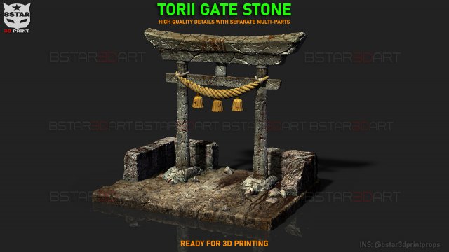 Japanese Torii Gate - Custom Base For Miniature - Figure 3D Принт Модель .c4d .max .obj .3ds .fbx .stl .blend 