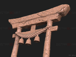 Japanese Torii Gate - Custom Base For Miniature - Figure 3D Принт Модель