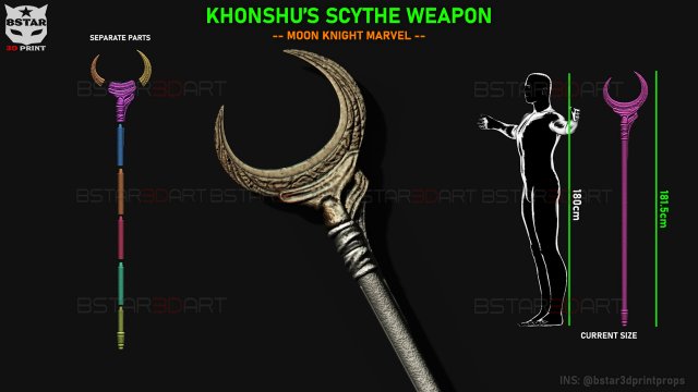KhonShu Crescent Scythe - Moon Knight Marvel Cosplay 3D Print Model .c4d .max .obj .3ds .fbx .stl .blend 