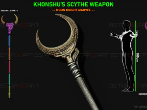 KhonShu Hilal Tırpan - Ay Ş&ouml;valyesi Marvel Cosplay 3D Baskı Modeli