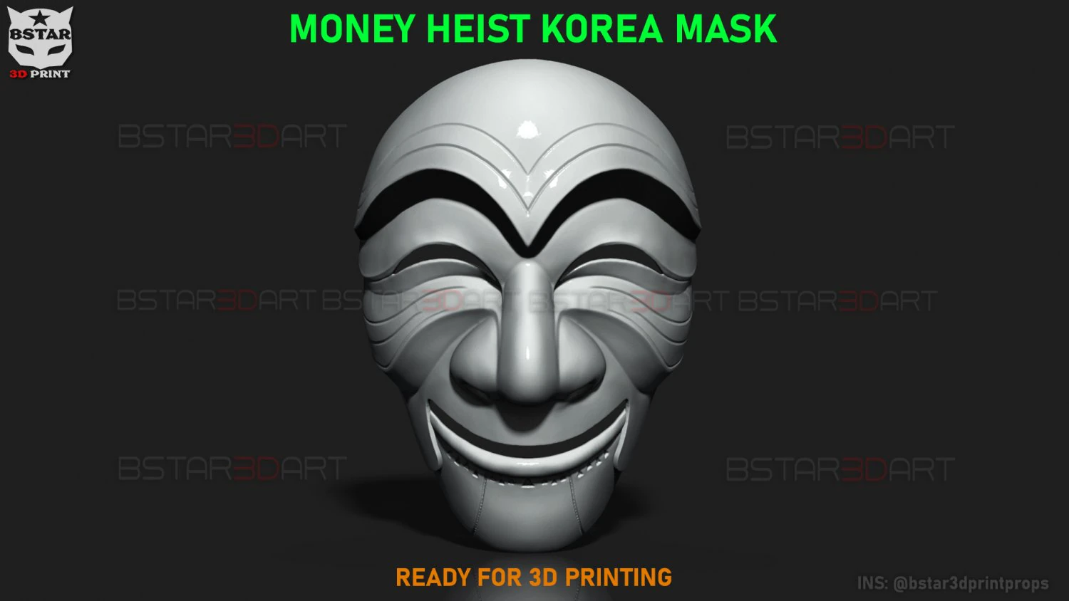 Topeng Pencurian Uang - Korea - Model cetak 3D Kawasan Ekonomi Bersama Model Cetak 3D .c4d .max .obj .3ds .fbx .stl .blend 